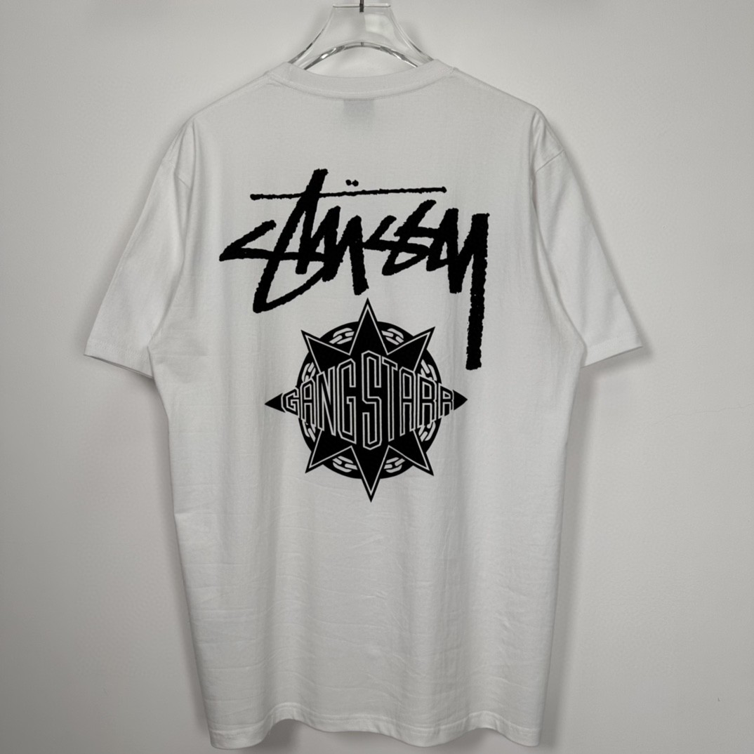 Stussy GANG STARR 联名款 人物字母印花 白色 短袖 圆领 套头 T 恤 夏季 男女同款 3903845