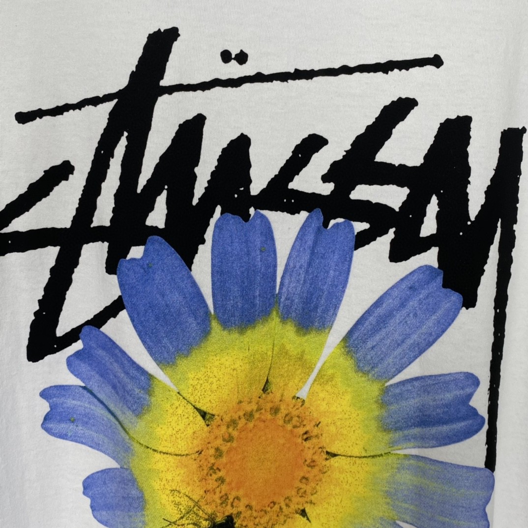 Stussy FW22 Itp Flower Tee 雏菊印花圆领 白色 短袖 圆领 套头 T 恤 夏季 男女同款 