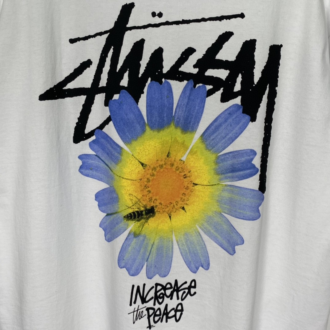 Stussy FW22 Itp Flower Tee 雏菊印花圆领 白色 短袖 圆领 套头 T 恤 夏季 男女同款 