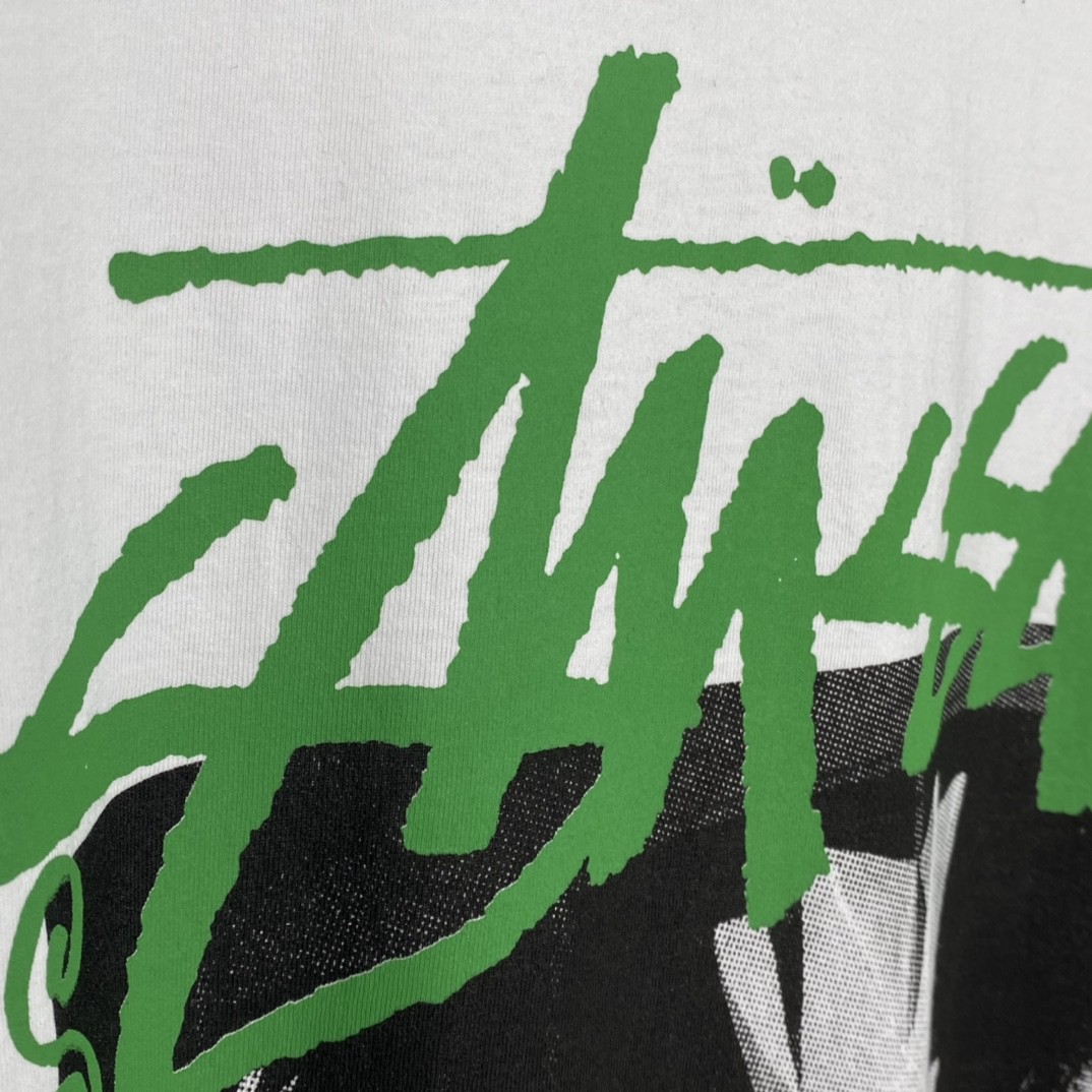Stussy 字母印花图案 白色 短袖 圆领 套头 T 恤 夏季 男女同款 1904876