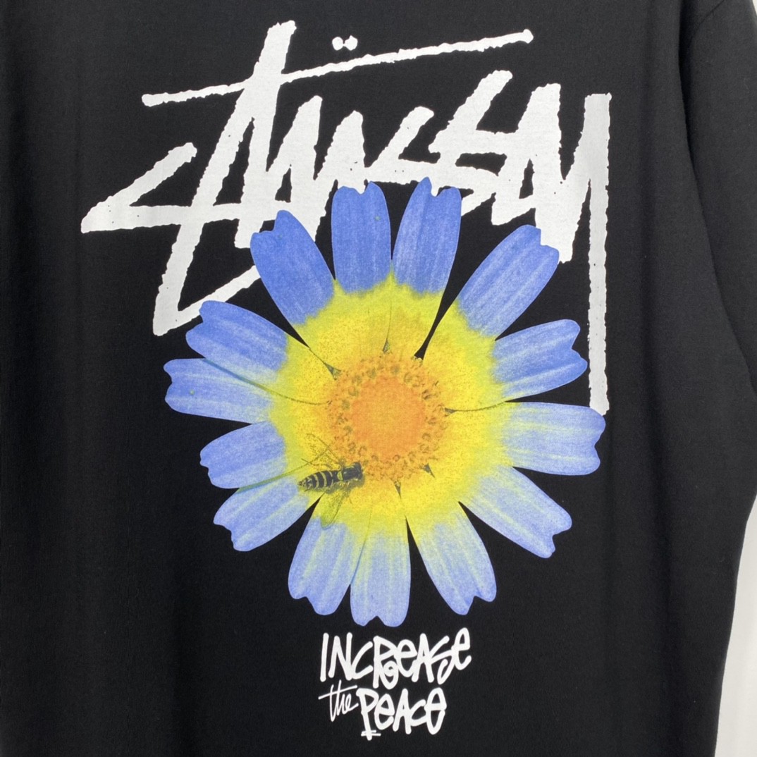 Stussy FW22 Itp Flower Tee 雏菊印花圆领 黑色 短袖 圆领 套头 T 恤 夏季 男女同款 
