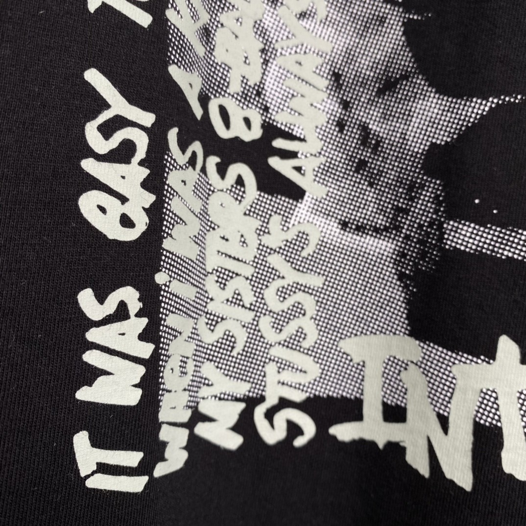 Stussy 字母印花图案 黑色 短袖 圆领 套头 T 恤 夏季 男女同款 1904876