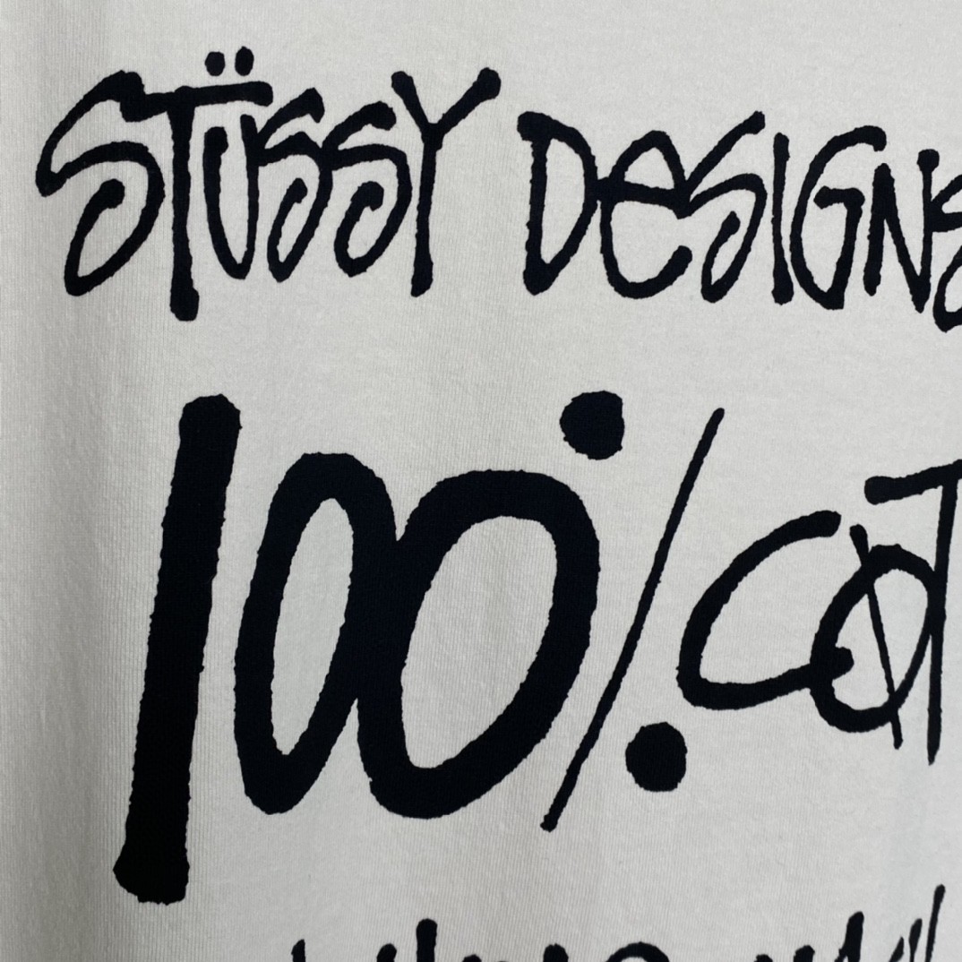 Stussy FW22 Pigment Dyed Tee 字母印花 白色 短袖 圆领 套头 T 恤 夏季 男女同款 1904829