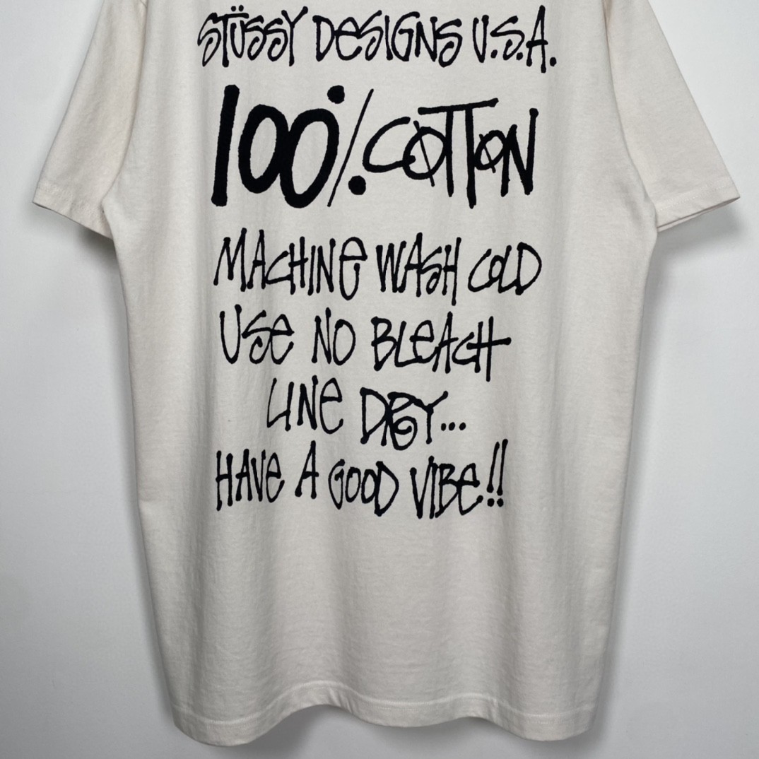 Stussy FW22 Pigment Dyed Tee 字母印花 白色 短袖 圆领 套头 T 恤 夏季 男女同款 1904829