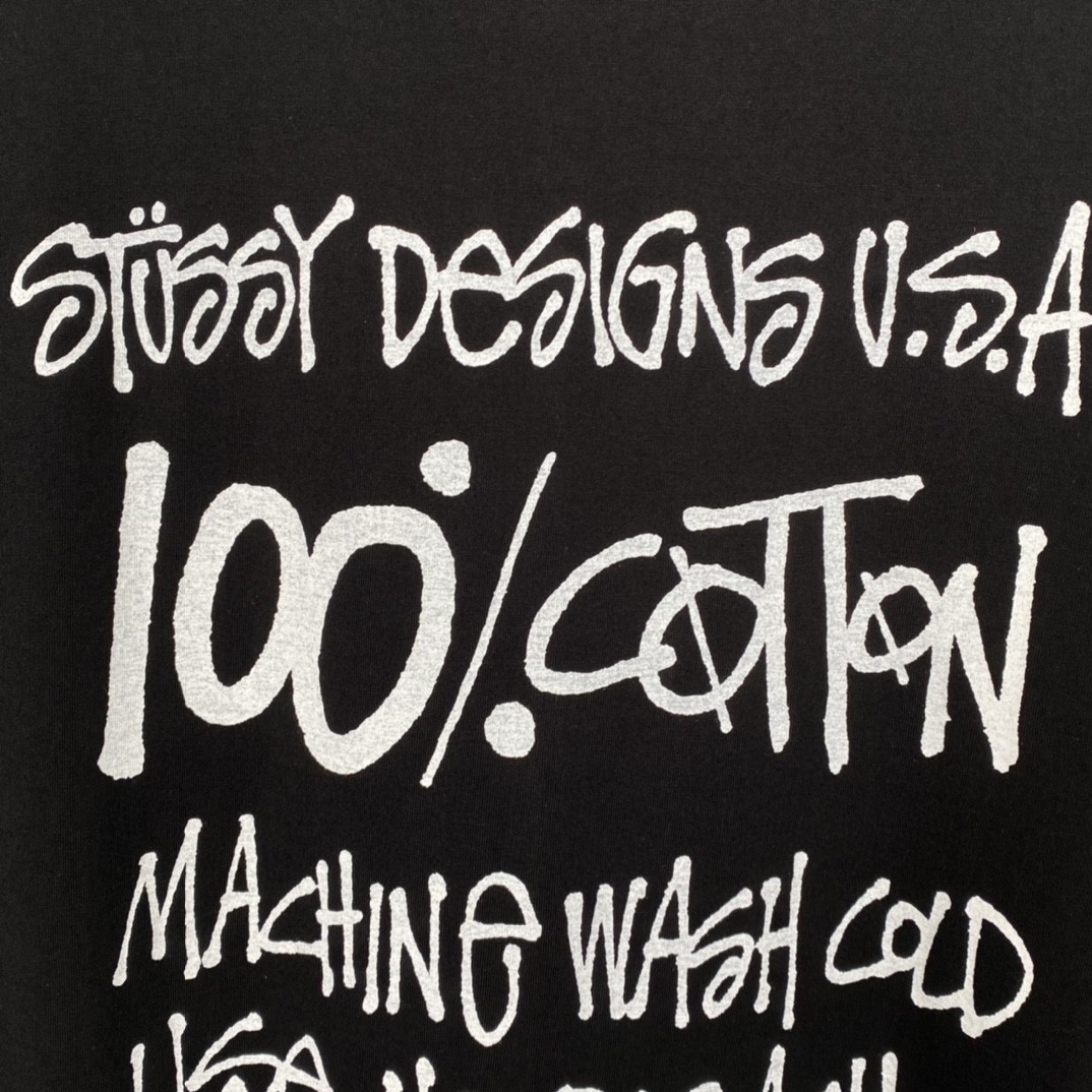 Stussy FW22 Pigment Dyed Tee 字母印花 黑色 短袖 圆领 套头 T 恤 夏季 男女同款 1904829