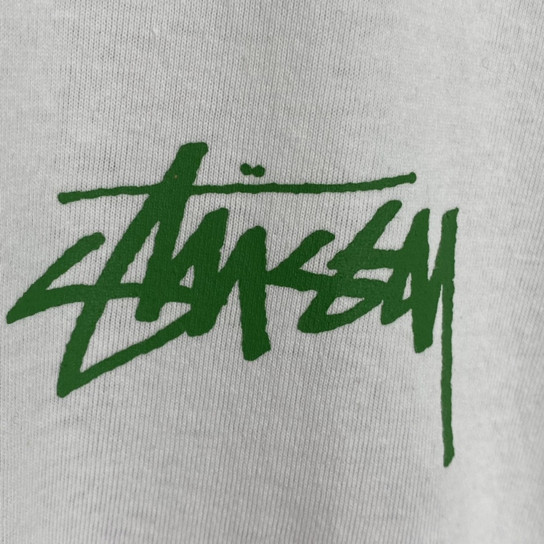 Stussy 字母印花图案 白色 短袖 圆领 套头 T 恤 夏季 男女同款 1904876