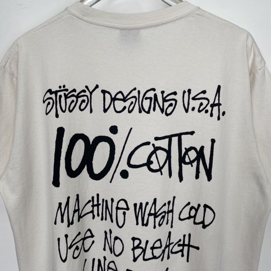 Stussy FW22 Pigment Dyed Tee 字母印花 白色 短袖 圆领 套头 T 恤 夏季 男女同款 1904829