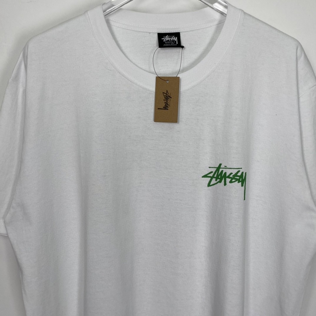Stussy 字母印花图案 白色 短袖 圆领 套头 T 恤 夏季 男女同款 1904876