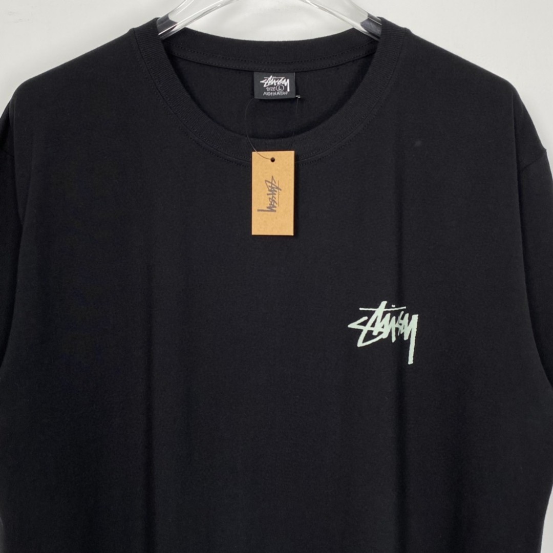 Stussy 字母印花图案 黑色 短袖 圆领 套头 T 恤 夏季 男女同款 1904876