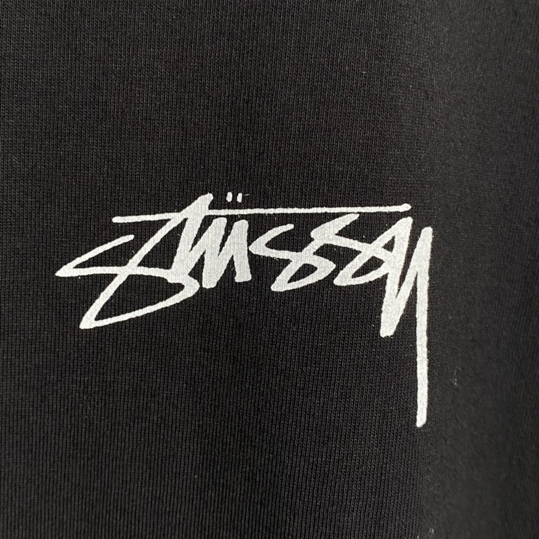 Stussy FW22 Pigment Dyed Tee 字母印花 黑色 短袖 圆领 套头 T 恤 夏季 男女同款 1904829