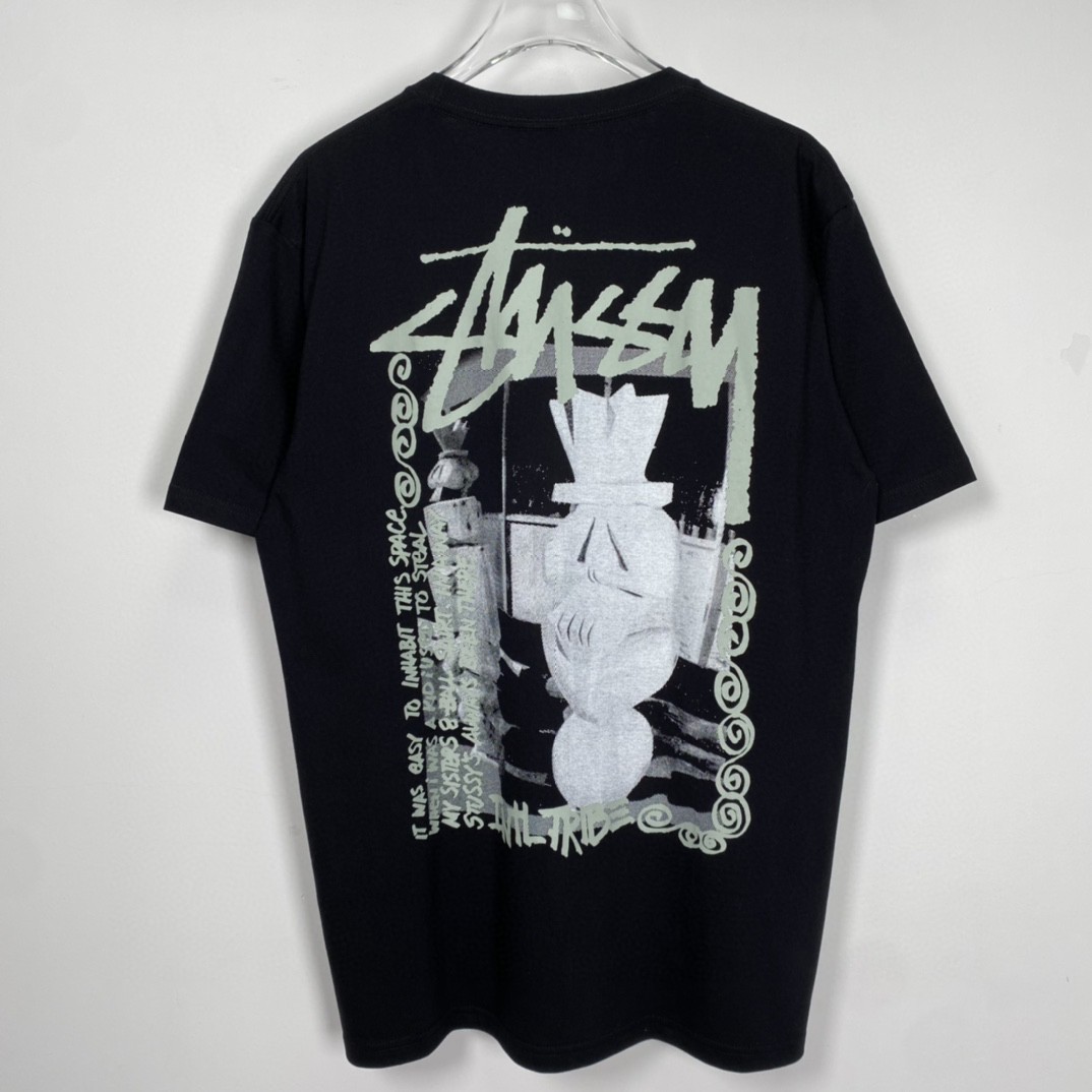Stussy 字母印花图案 黑色 短袖 圆领 套头 T 恤 夏季 男女同款 1904876