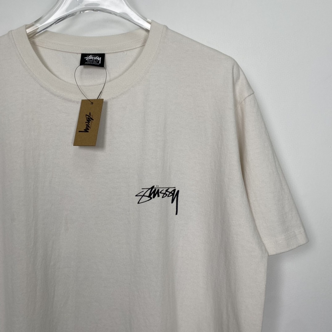 Stussy FW22 Pigment Dyed Tee 字母印花 白色 短袖 圆领 套头 T 恤 夏季 男女同款 1904829