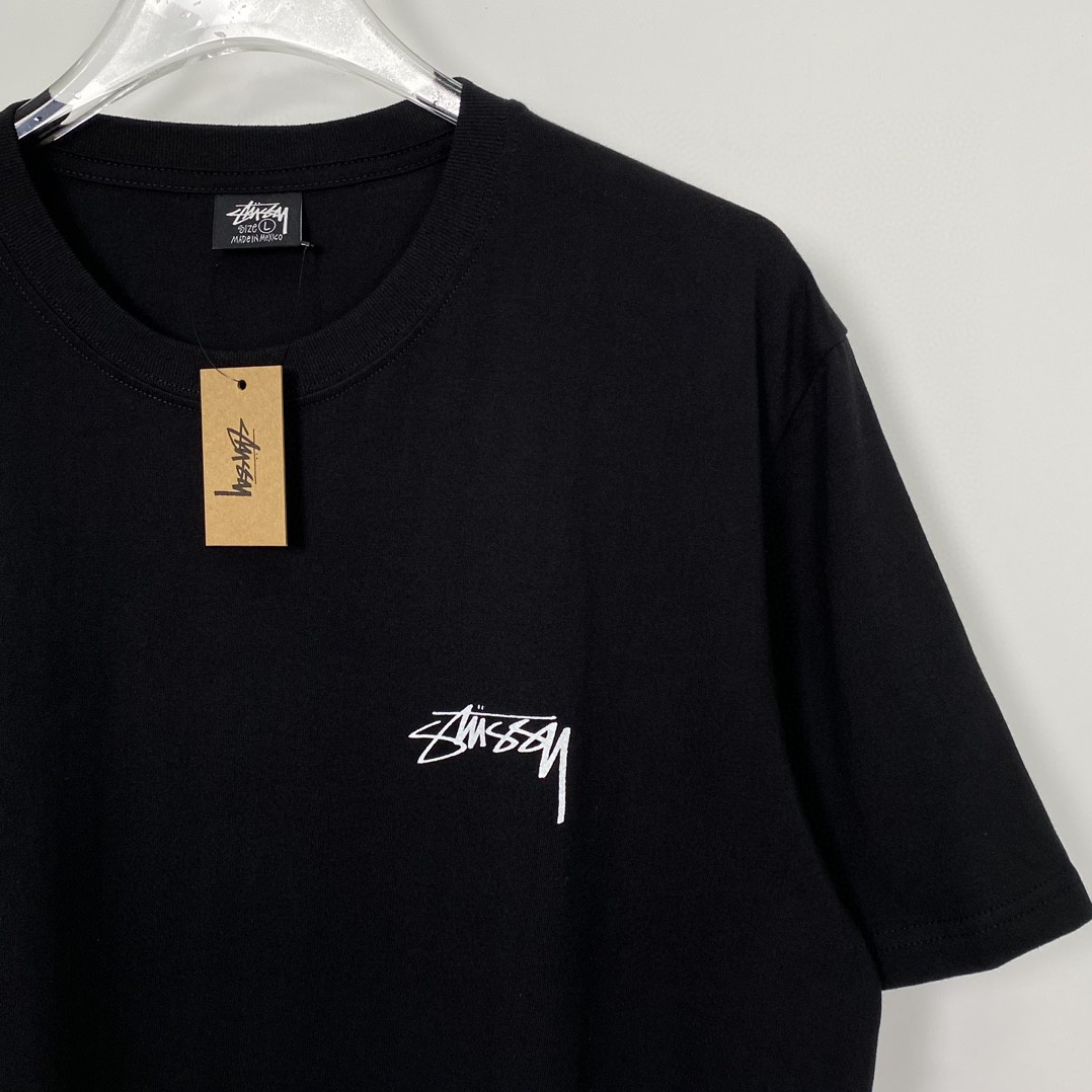 Stussy FW22 Pigment Dyed Tee 字母印花 黑色 短袖 圆领 套头 T 恤 夏季 男女同款 1904829