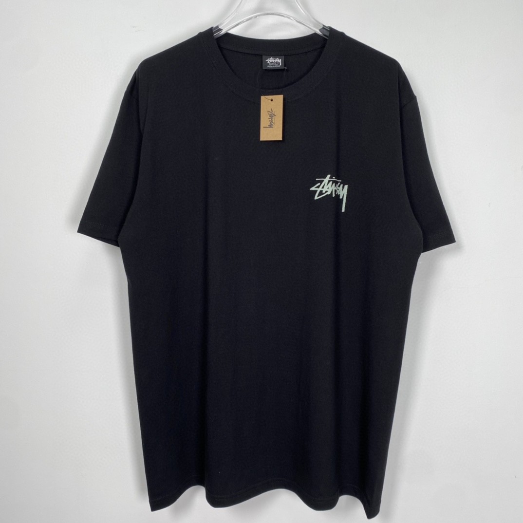 Stussy 字母印花图案 黑色 短袖 圆领 套头 T 恤 夏季 男女同款 1904876