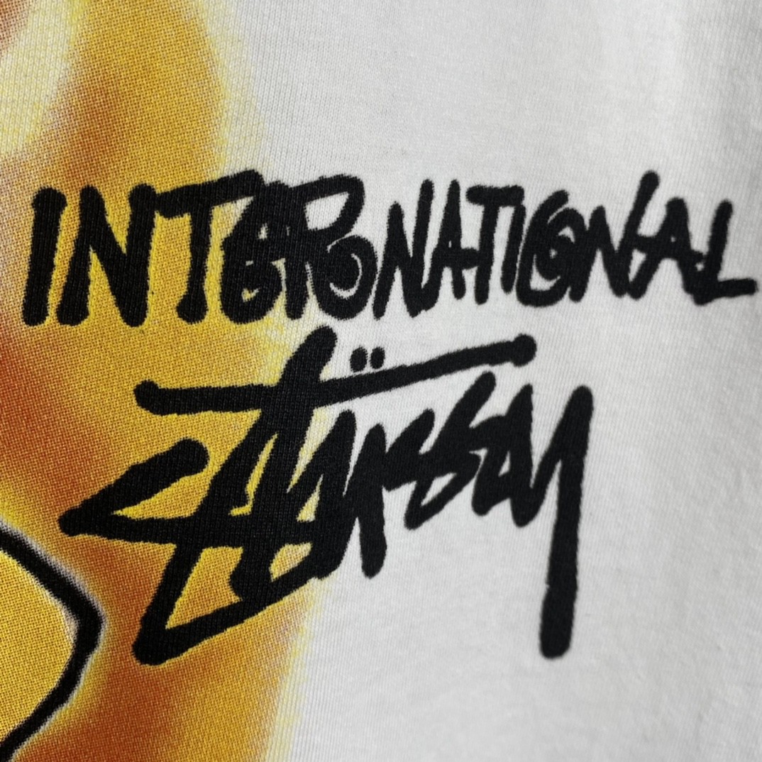 Stussy FW22 扑克染色 白色 短袖 圆领 套头 T 恤 夏季 男女同款 1904857