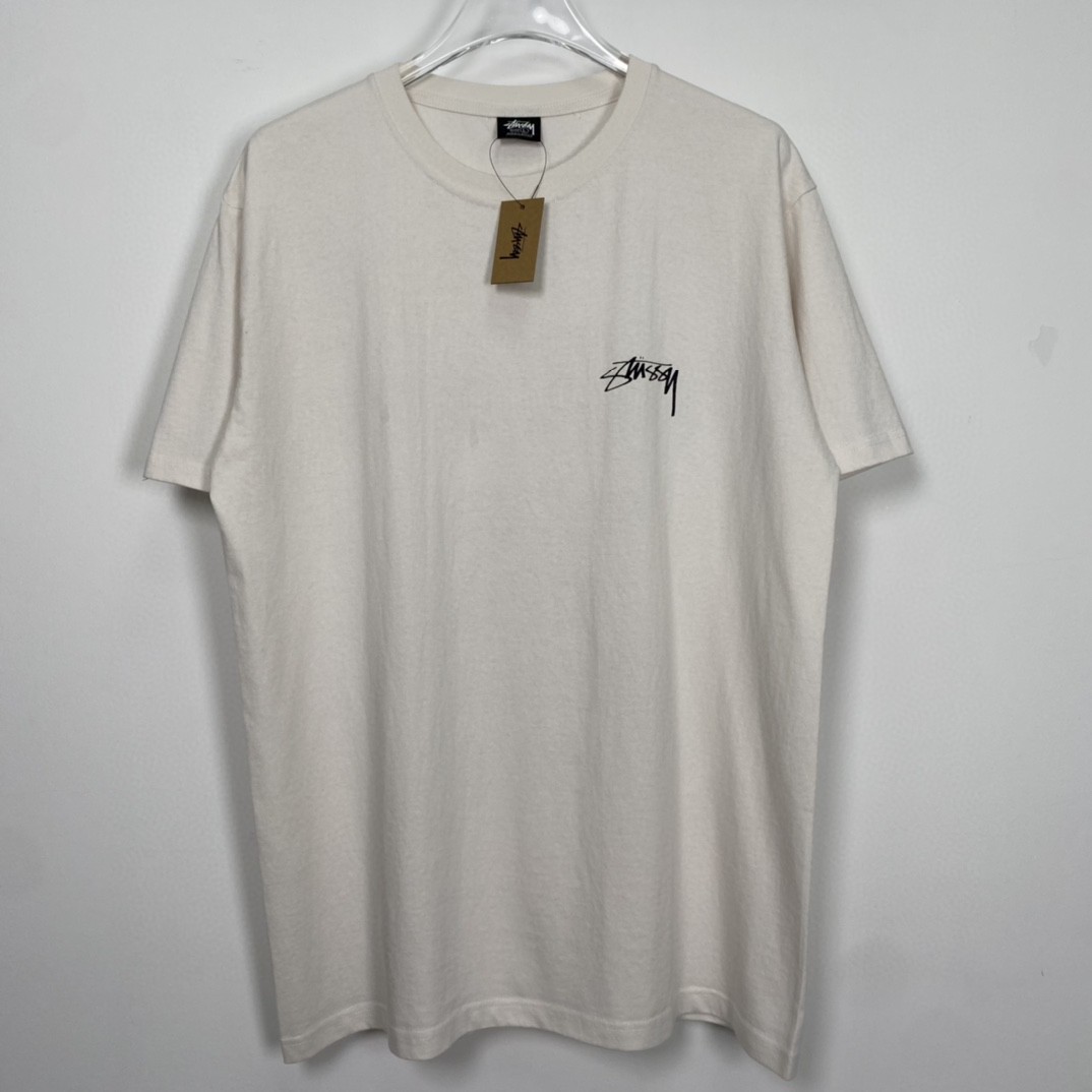 Stussy FW22 Pigment Dyed Tee 字母印花 白色 短袖 圆领 套头 T 恤 夏季 男女同款 1904829