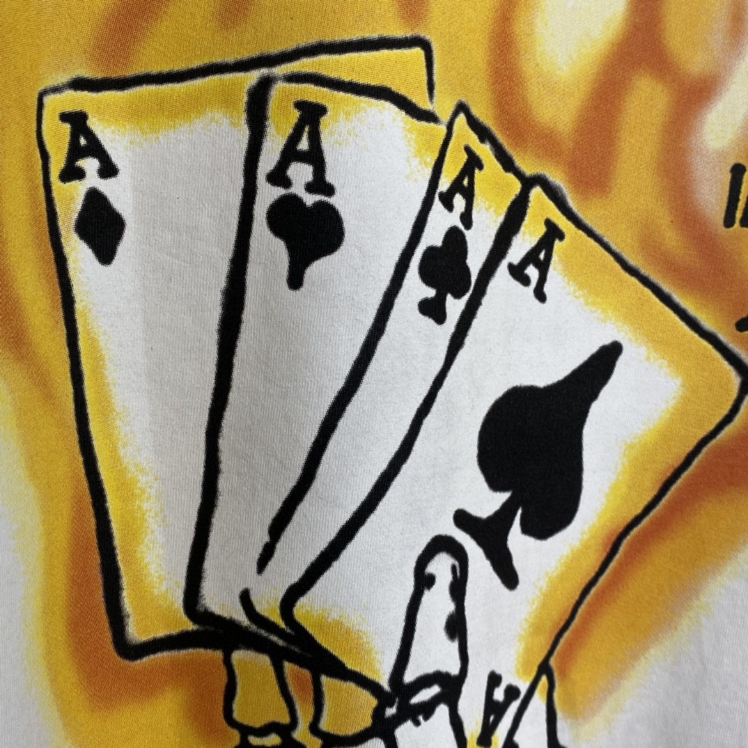 Stussy FW22 扑克染色 白色 短袖 圆领 套头 T 恤 夏季 男女同款 1904857