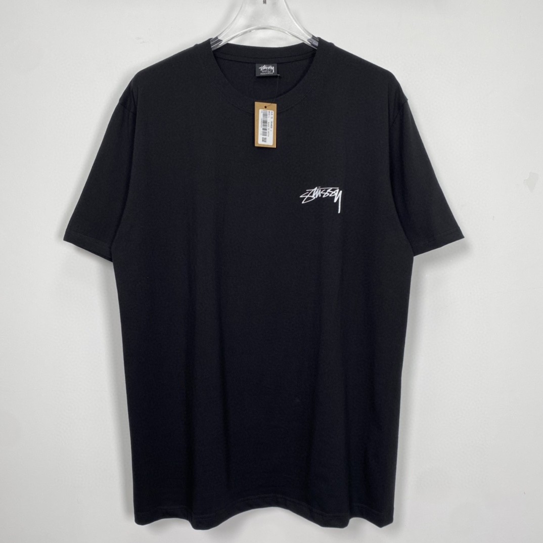 Stussy FW22 Pigment Dyed Tee 字母印花 黑色 短袖 圆领 套头 T 恤 夏季 男女同款 1904829