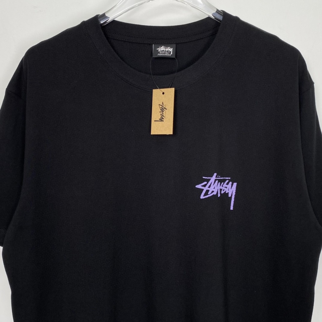 Stussy FW22 Skate Posse Pigment Dyed Tee 滑板图案做旧印花 黑色 短袖 圆领 套头 T 恤 夏季 男女同款 