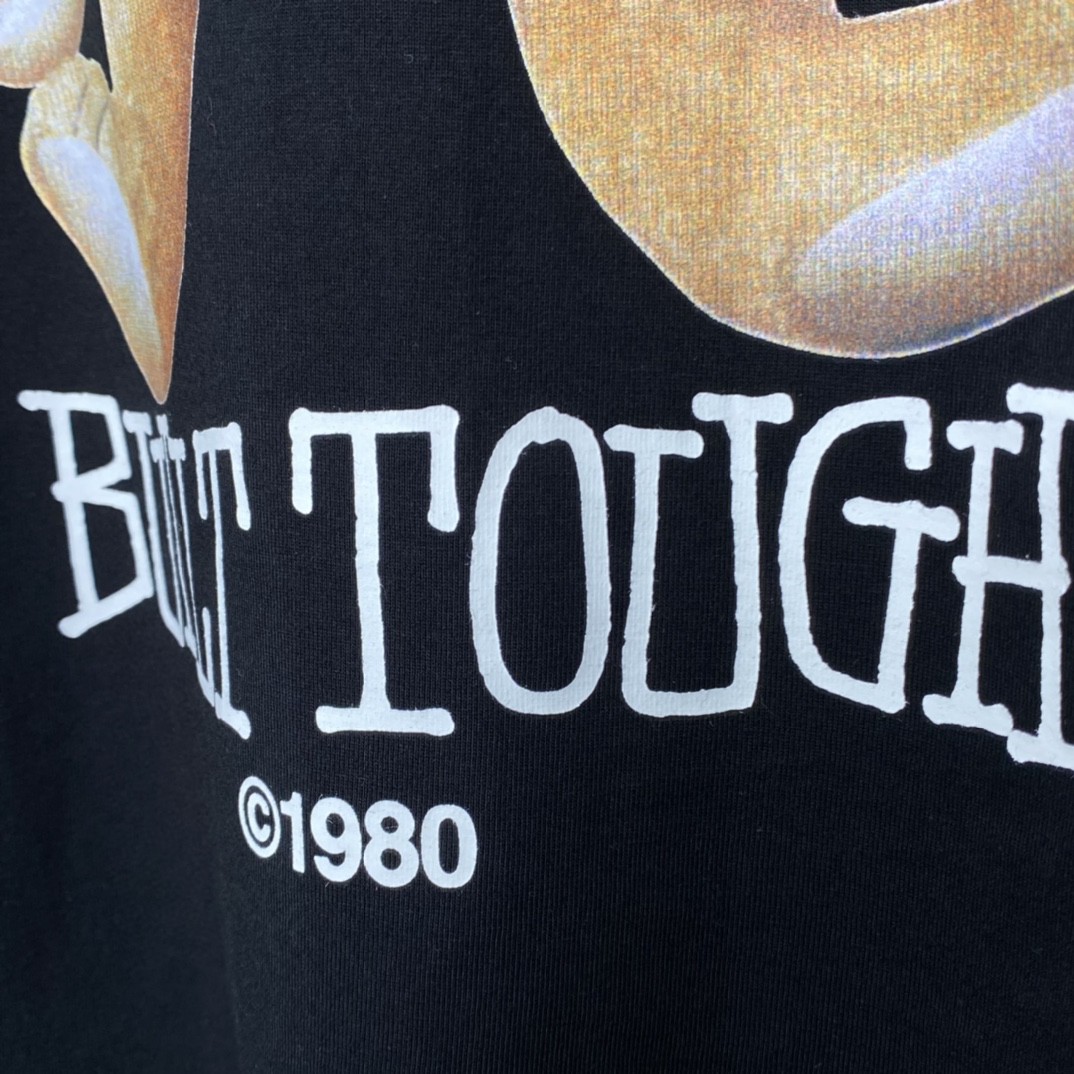 Stussy FW22 Built Tough Tee 草写 logo 小熊图案印花 黑色 短袖 圆领 套头 T 恤 夏季 男女同款 