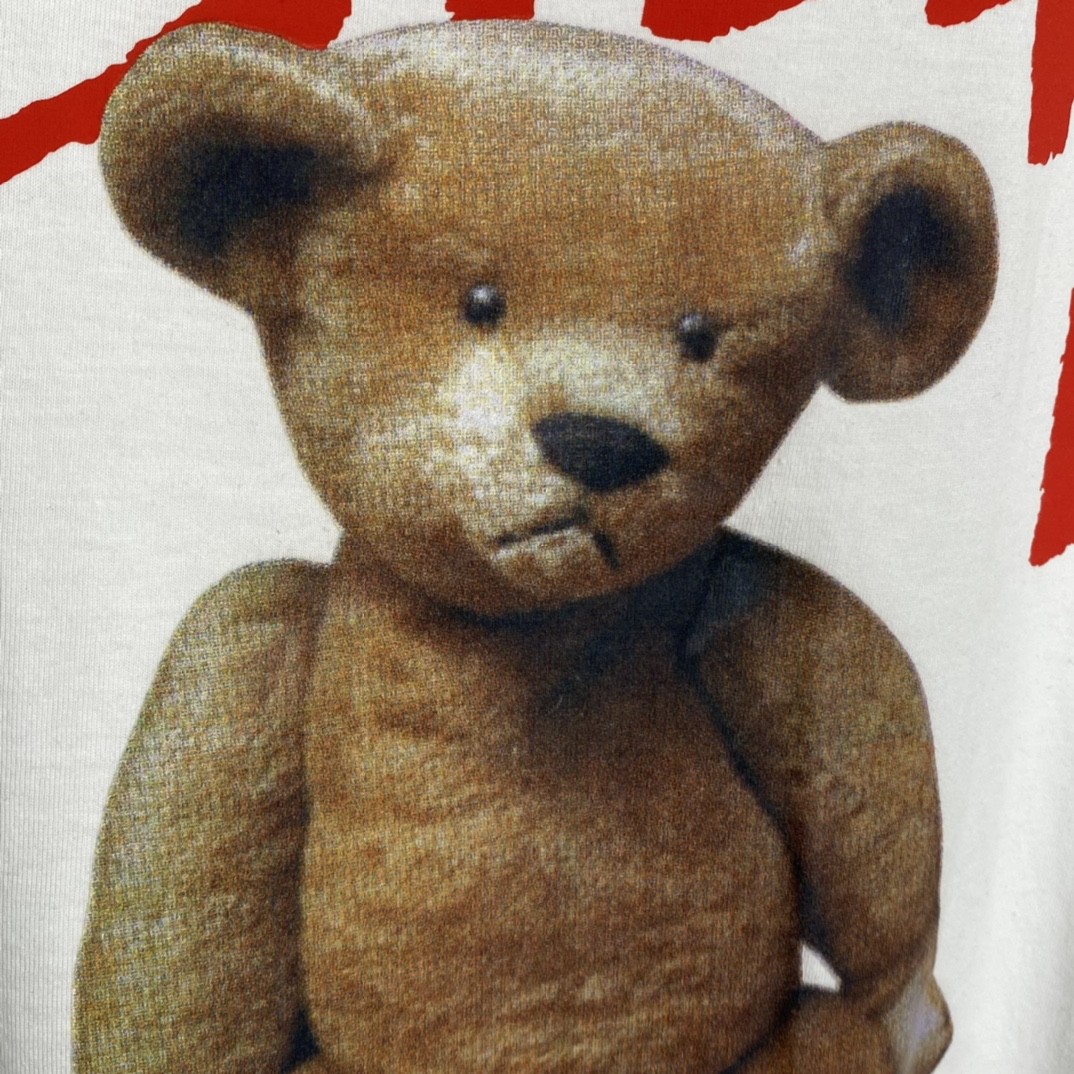 Stussy FW22 Built Tough Tee 草写 logo 小熊图案印花 白色 短袖 圆领 套头 T 恤 夏季 男女同款 