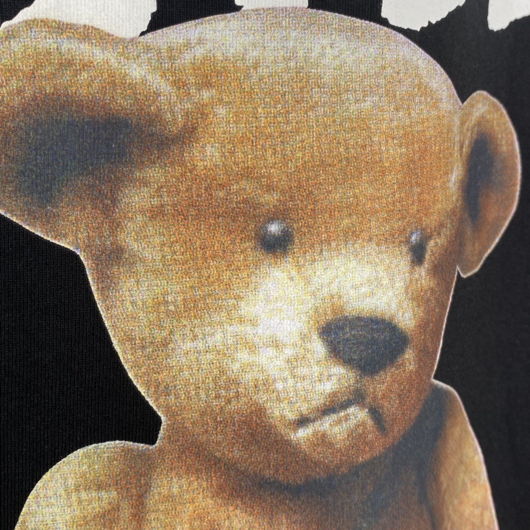 Stussy FW22 Built Tough Tee 草写 logo 小熊图案印花 黑色 短袖 圆领 套头 T 恤 夏季 男女同款 