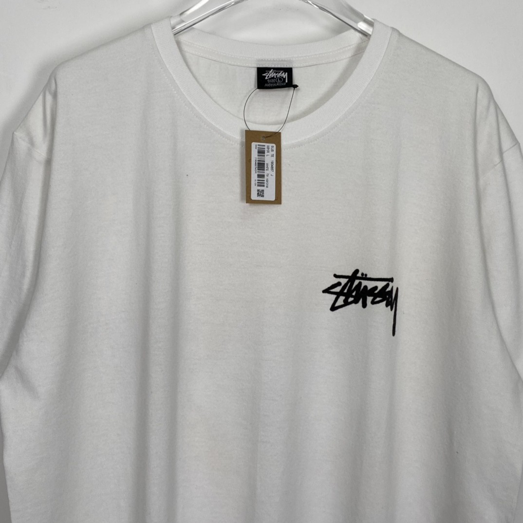 Stussy FW22 扑克染色 白色 短袖 圆领 套头 T 恤 夏季 男女同款 1904857