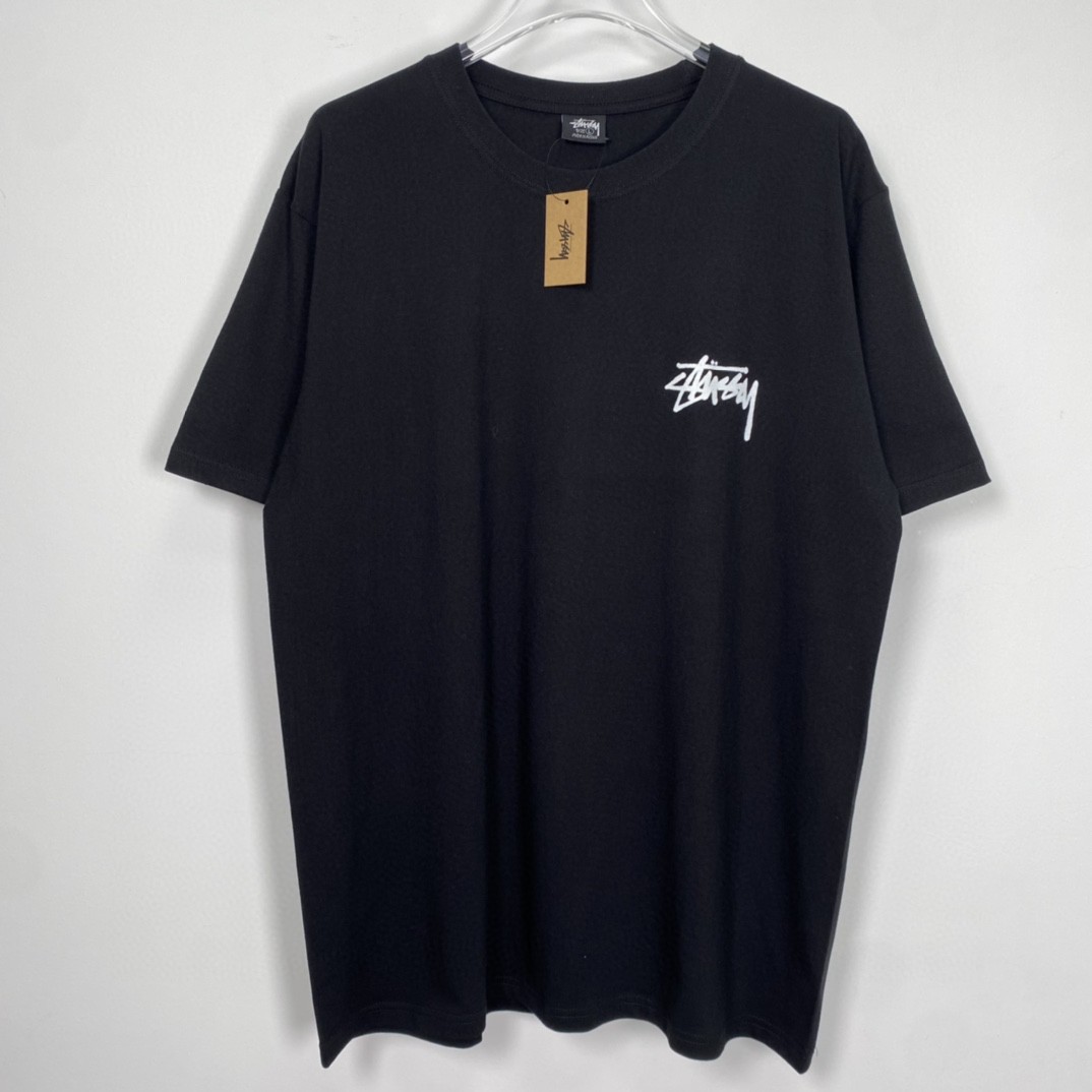 Stussy FW22 扑克染色 黑色 短袖 圆领 套头 T 恤 夏季 男女同款 1904857