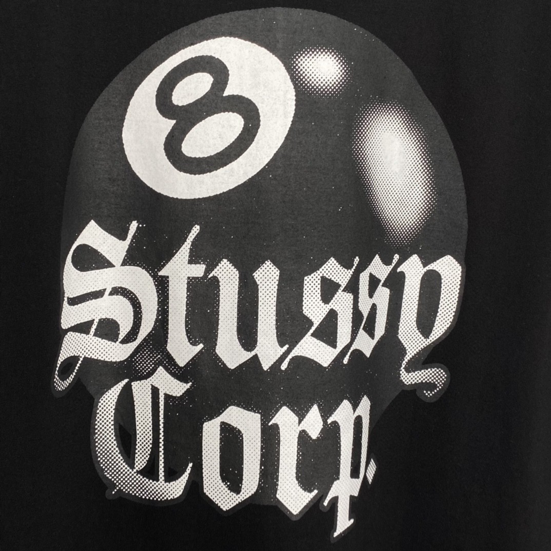 Stussy 8 Ball Corp Tee 8号球系列 字母台球印花 黑色 短袖 圆领 套头 T 恤 夏季 男女同款 1904868