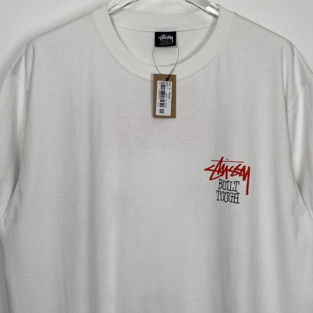 Stussy FW22 Built Tough Tee 草写 logo 小熊图案印花 白色 短袖 圆领 套头 T 恤 夏季 男女同款 