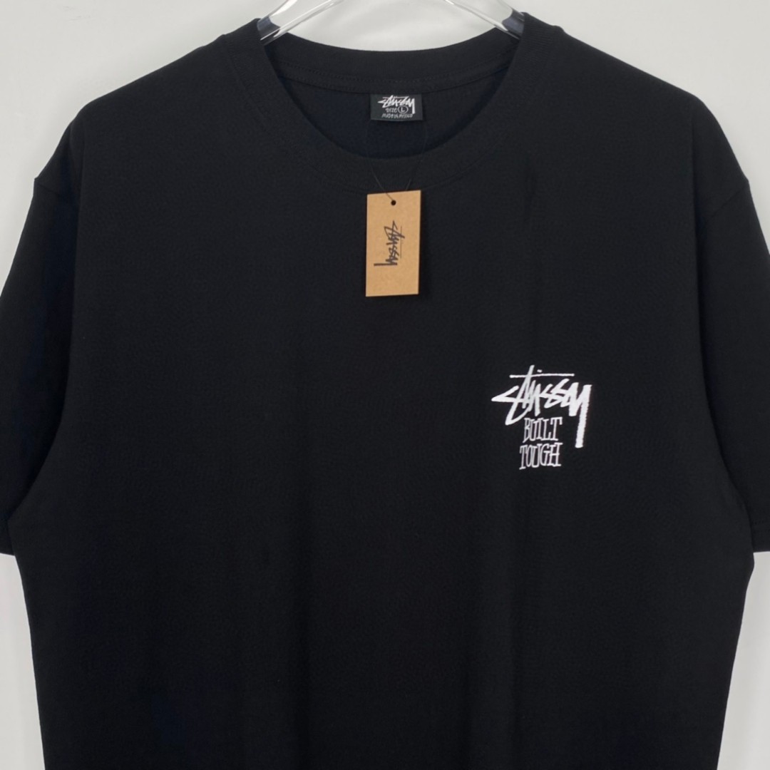 Stussy FW22 Built Tough Tee 草写 logo 小熊图案印花 黑色 短袖 圆领 套头 T 恤 夏季 男女同款 