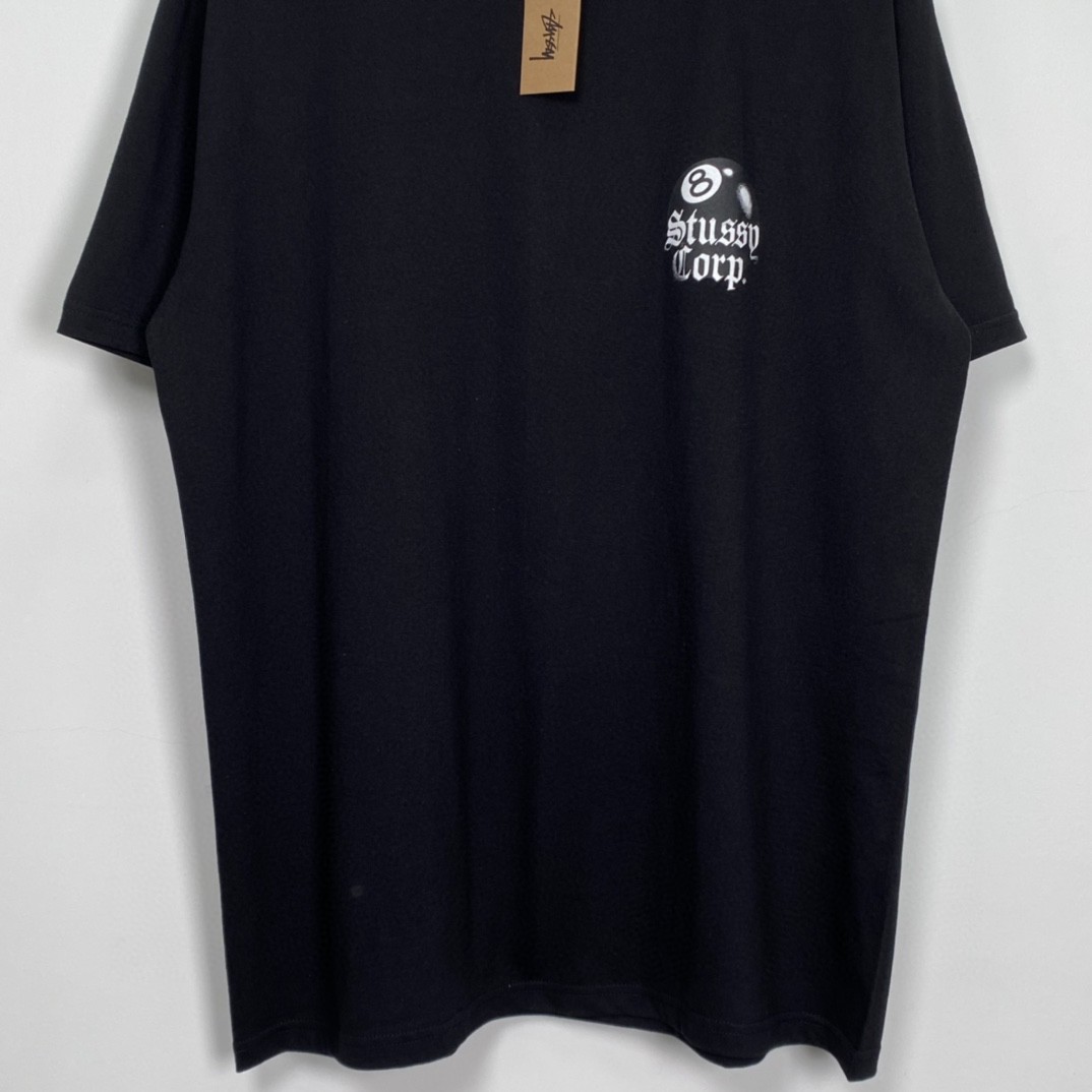 Stussy 8 Ball Corp Tee 8号球系列 字母台球印花 黑色 短袖 圆领 套头 T 恤 夏季 男女同款 1904868
