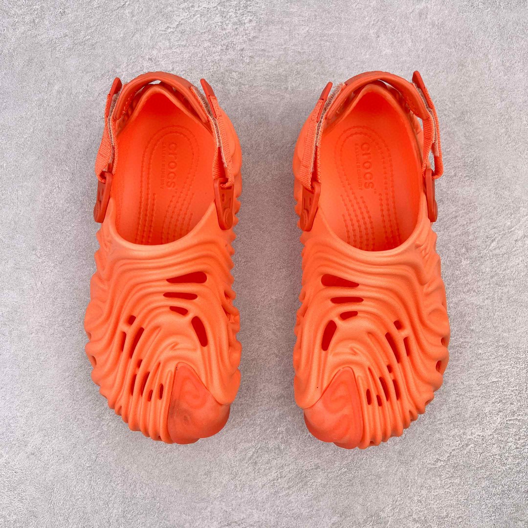 Salehe Bembury Crocs Pollex Clog Cucumber 橙色 卡骆驰指纹式 脊骨系列 夏日沙滩室内外穿搭休闲涉水洞洞鞋凉拖鞋  男女同款  