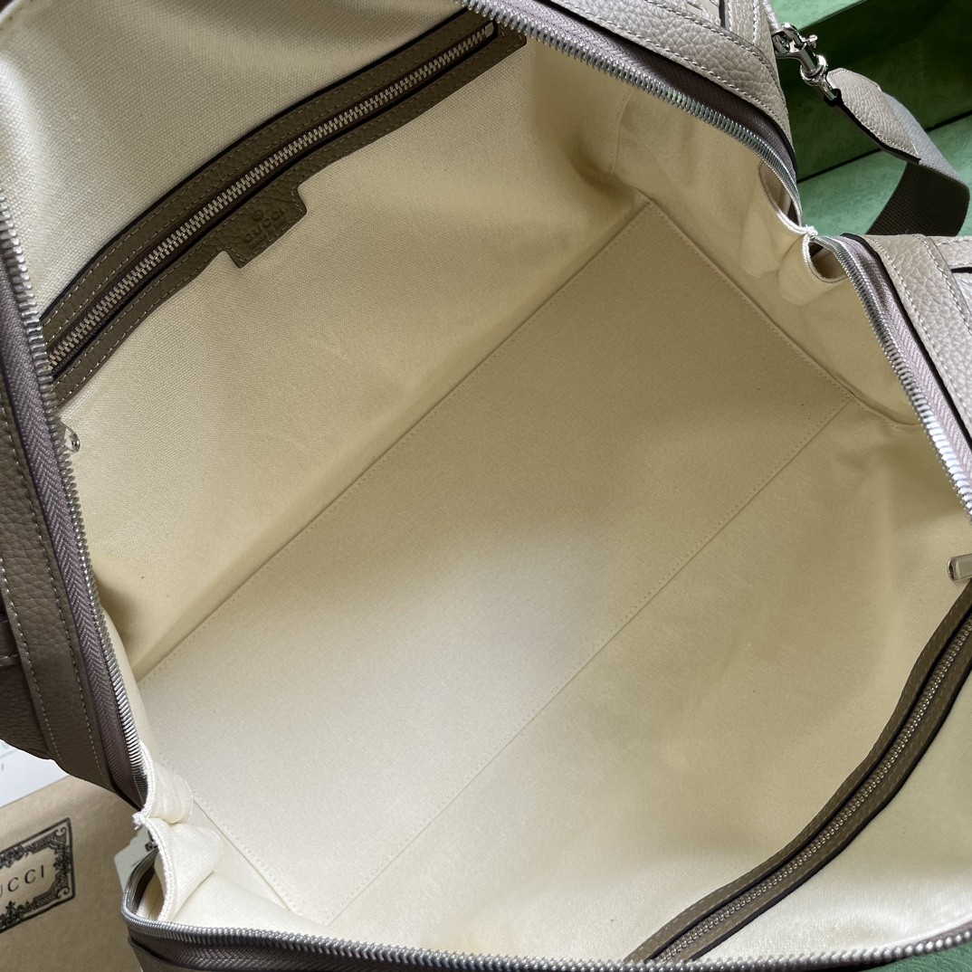 原厂皮 GUCCI 古驰 GG 印花压纹拉链 灰褐色 斜挎包 单肩包 手提包 旅行包 女款 725282-AABY7-2801