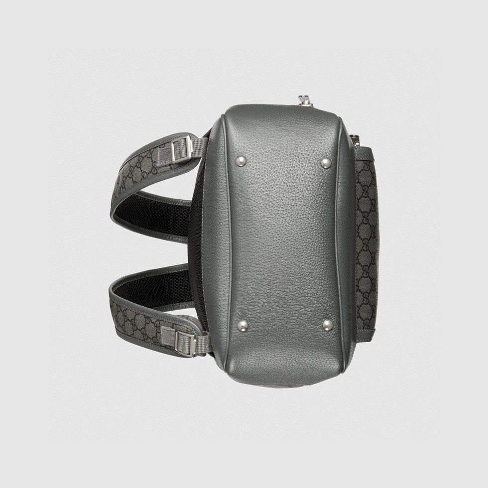 原厂皮 GUCCI 古驰 Ophidia 双G 徽标拉链开合帆布拼接 灰色 书包 背包 双肩包 男女同款 745718-FACCQ-1241