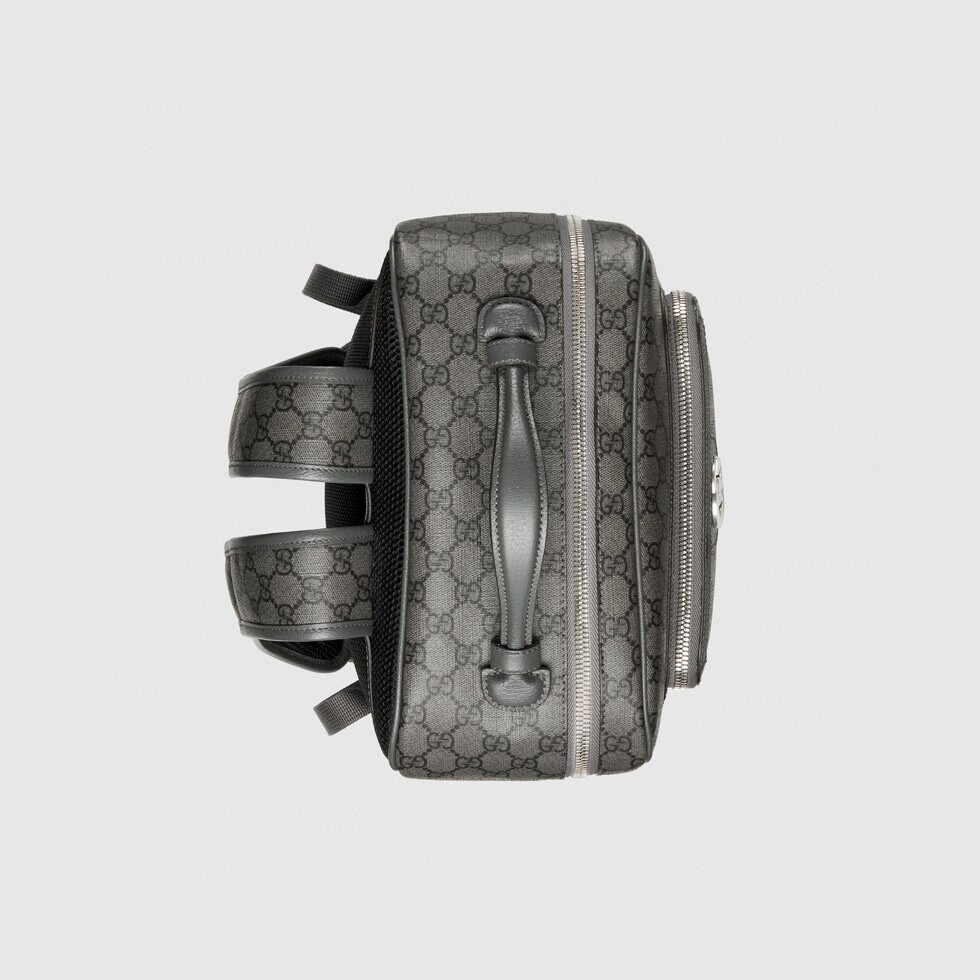 原厂皮 GUCCI 古驰 Ophidia 双G 徽标拉链开合帆布拼接 灰色 书包 背包 双肩包 男女同款 745718-FACCQ-1241