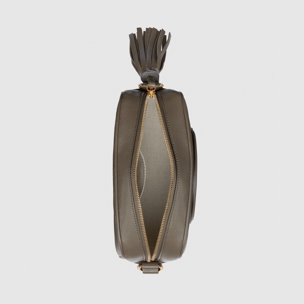 原厂皮 GUCCI 古驰 Blondie 互扣式双G拉链开合流苏 棕灰色 斜挎包 单肩包 手提包 女款 742360-1IV0G-2802