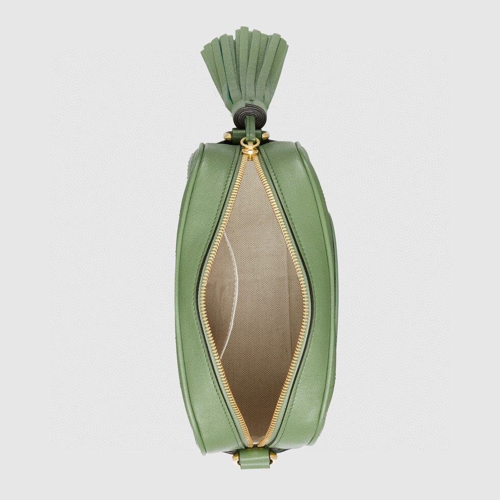 原厂皮 GUCCI 古驰 Blondie 互扣式双G拉链开合流苏 绿色 斜挎包 单肩包 手提包 女款 742360-1IV0G-3509