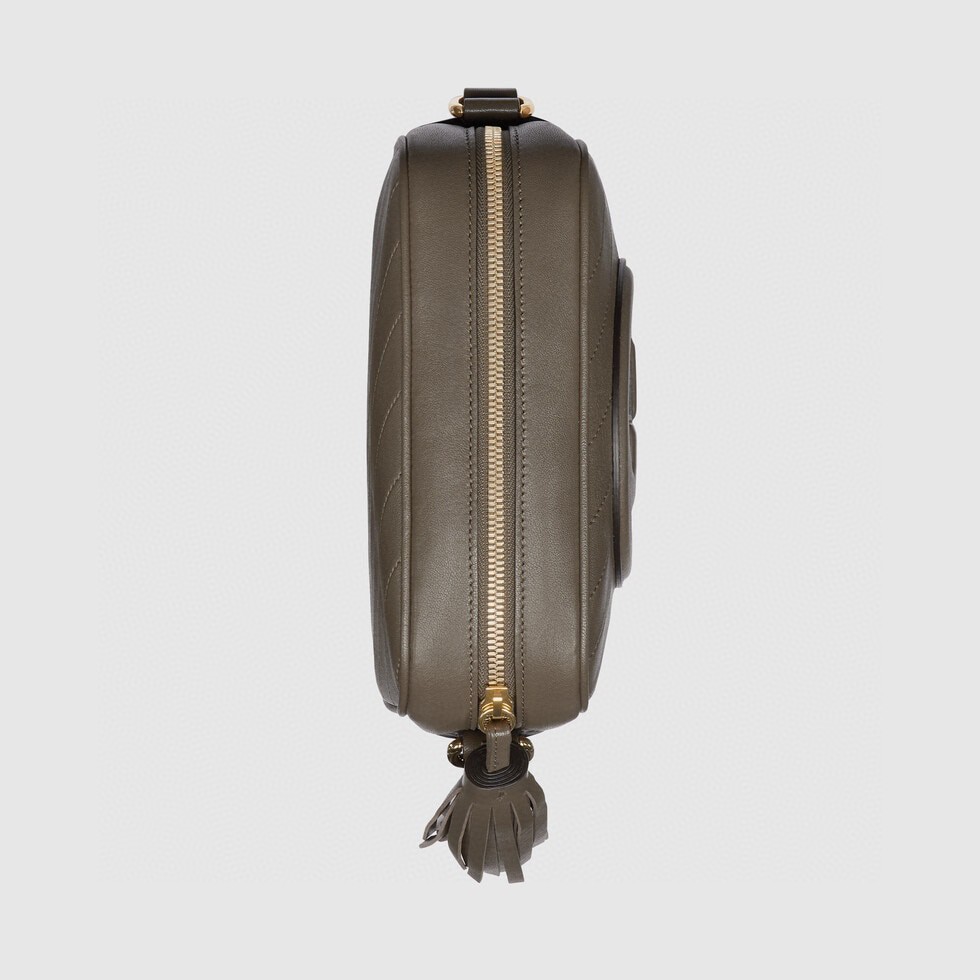 原厂皮 GUCCI 古驰 Blondie 互扣式双G拉链开合流苏 棕灰色 斜挎包 单肩包 手提包 女款 742360-1IV0G-2802