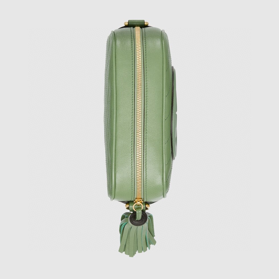 原厂皮 GUCCI 古驰 Blondie 互扣式双G拉链开合流苏 绿色 斜挎包 单肩包 手提包 女款 742360-1IV0G-3509