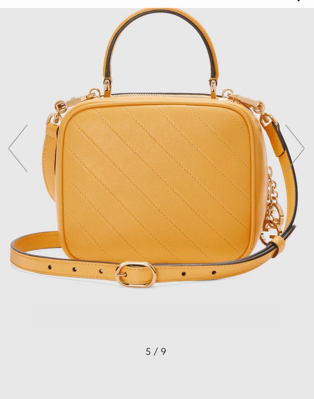 原厂皮 GUCCI 古驰 Blondie 饰圆形互扣式双G拉链 黄色 斜挎包 单肩包 手提包 女款 744434-1IV0G-7110