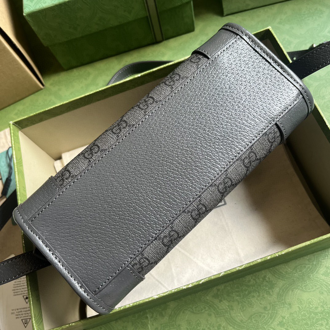 原厂皮 GUCCI 古驰 Ophidia 双G 徽标可调节肩带拉链 灰色 斜挎包 单肩包 邮差包 男女同款 752581-UULBN-1244