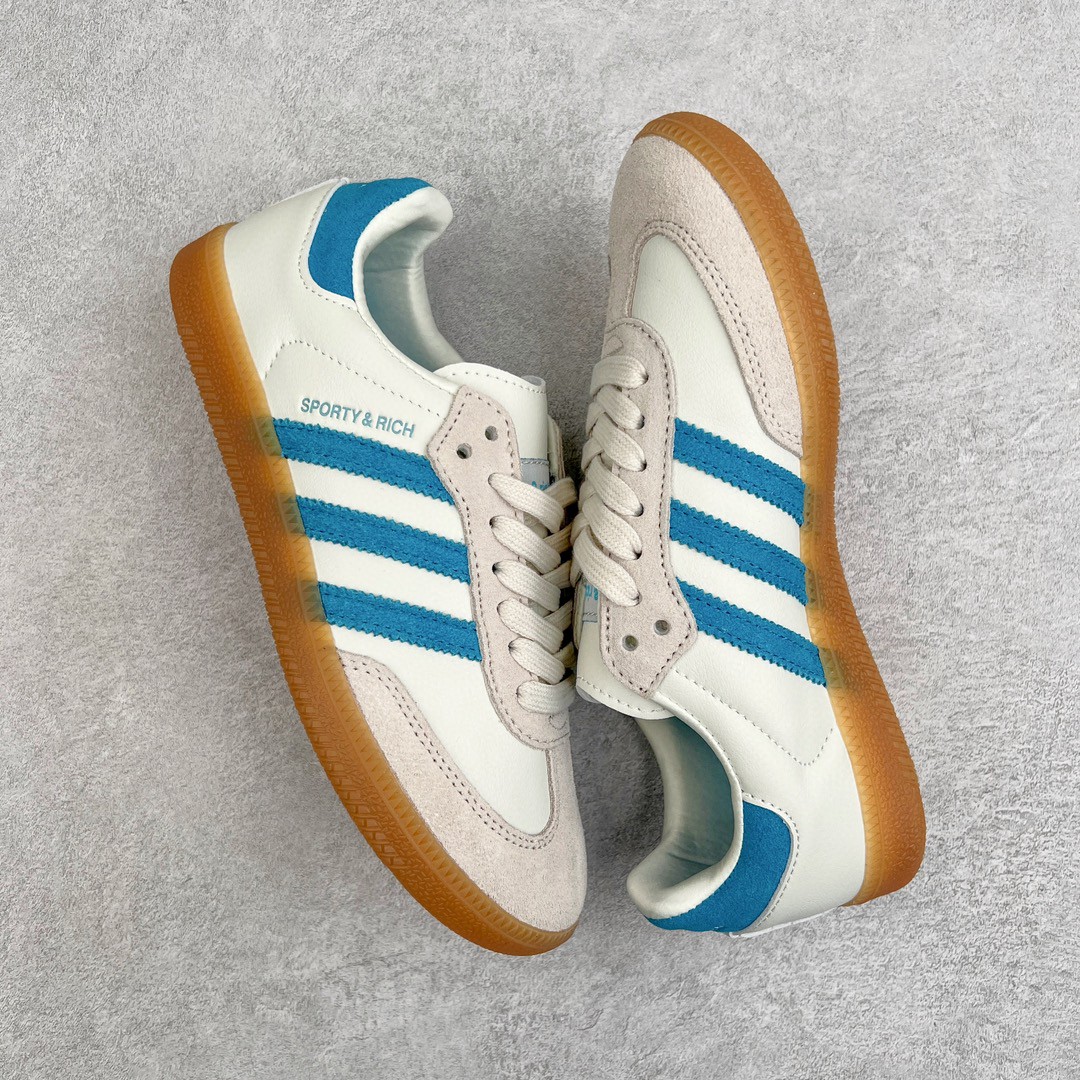 Sporty Rich Adidas Originals Samba 米白蓝 低筒 复古板鞋 休闲鞋 男鞋 女鞋 IE7096