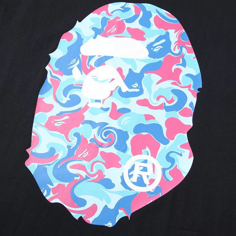 A BATHING APEA BAPE Marble Camo Big Ape Head Tee 猿人头图案印花 白色 黑色 圆领 T恤 短袖 夏款 男女同款 1I30-110-046