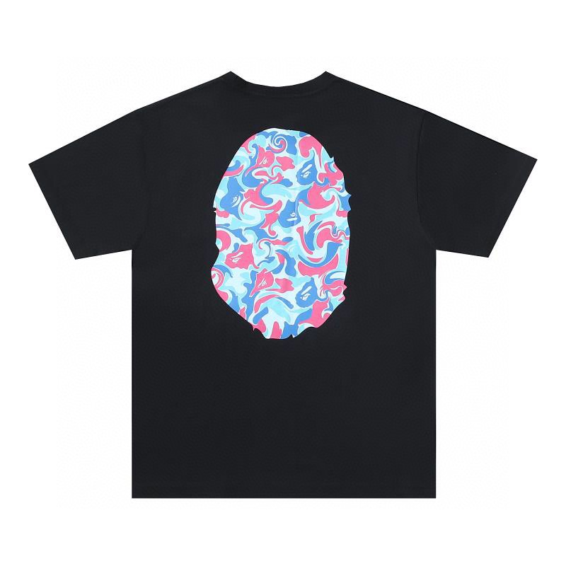 A BATHING APEA BAPE Marble Camo Big Ape Head Tee 猿人头图案印花 白色 黑色 圆领 T恤 短袖 夏款 男女同款 1I30-110-046