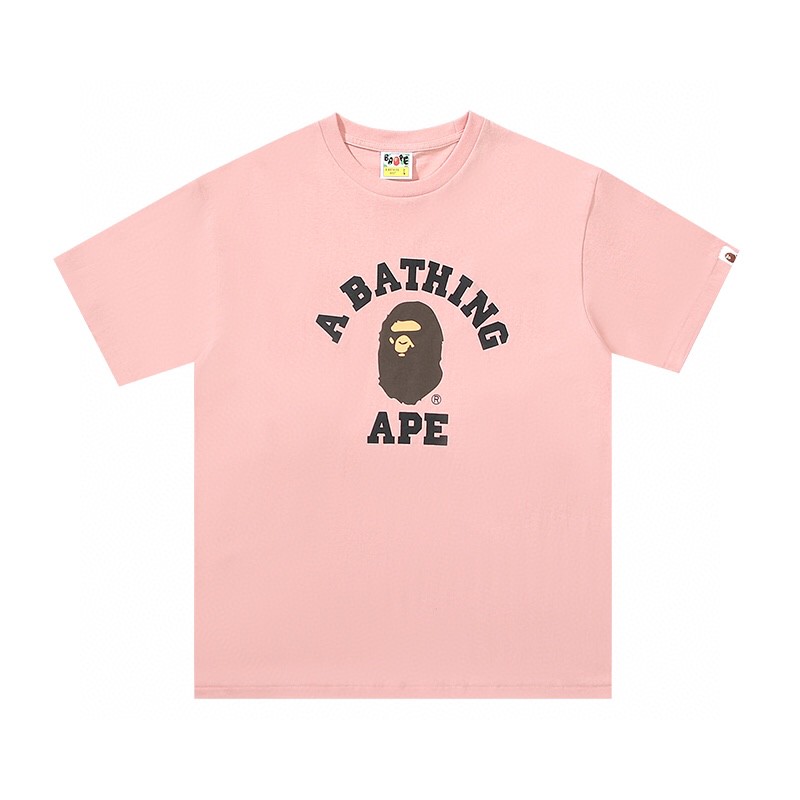 A BATHING APEA BAPE 猿人头图案印花 白色 黄色 粉色 蓝色 圆领 T恤 短袖 夏款 男女同款 0ZXTEM110001E