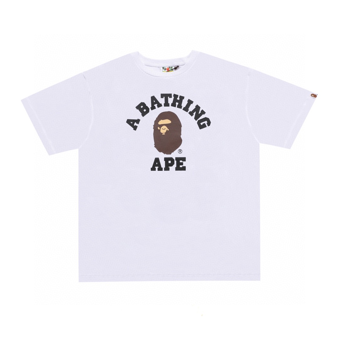 A BATHING APEA BAPE 猿人头图案印花 白色 黄色 粉色 蓝色 圆领 T恤 短袖 夏款 男女同款 0ZXTEM110001E