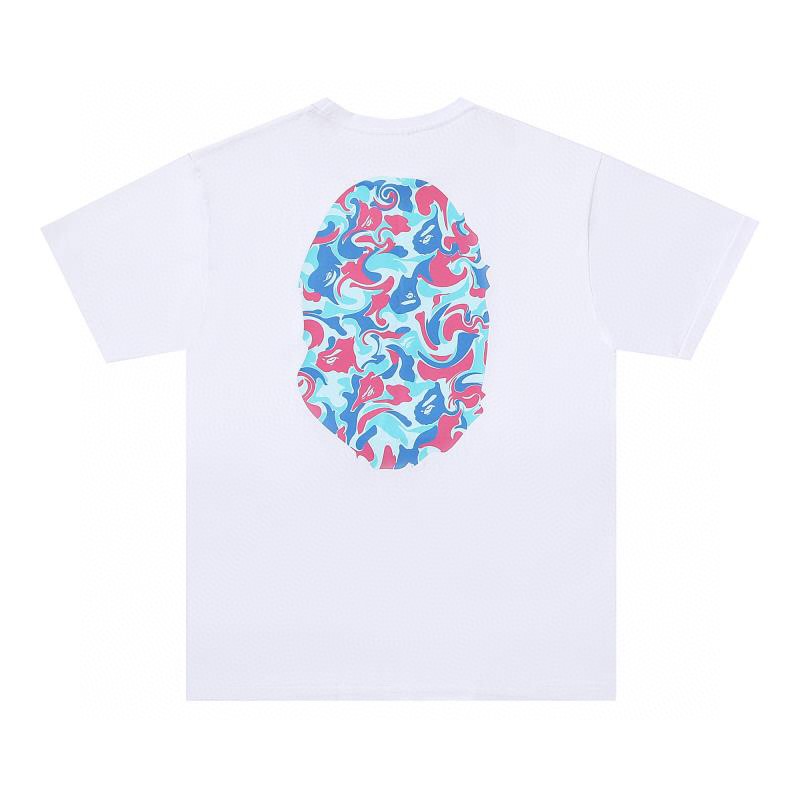 A BATHING APEA BAPE Marble Camo Big Ape Head Tee 猿人头图案印花 白色 黑色 圆领 T恤 短袖 夏款 男女同款 1I30-110-046