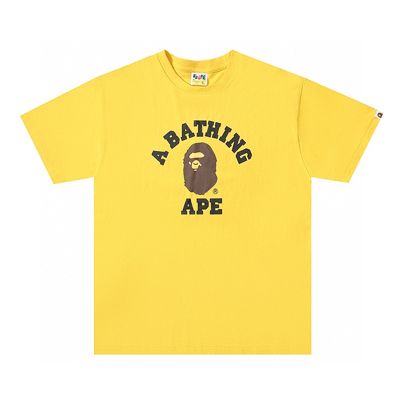A BATHING APEA BAPE 猿人头图案印花 白色 黄色 粉色 蓝色 圆领 T恤 短袖 夏款 男女同款 0ZXTEM110001E