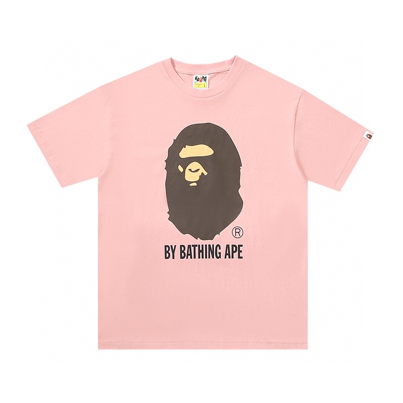 A BATHING APEA BAPE By Bathing Ape 猿人头图案印花 白色 红色 黄色 粉色 黑色 圆领 T恤 短袖 夏款 男女同款 0ZXTEM110003E